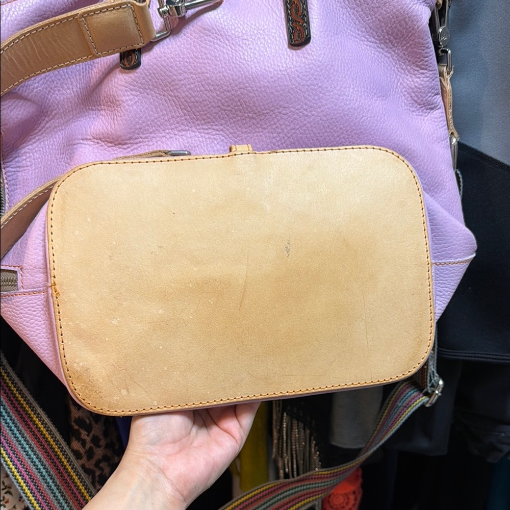 Consuela light lavander Leather Tote Bag with Multicolor strap - Picture 3 of 5